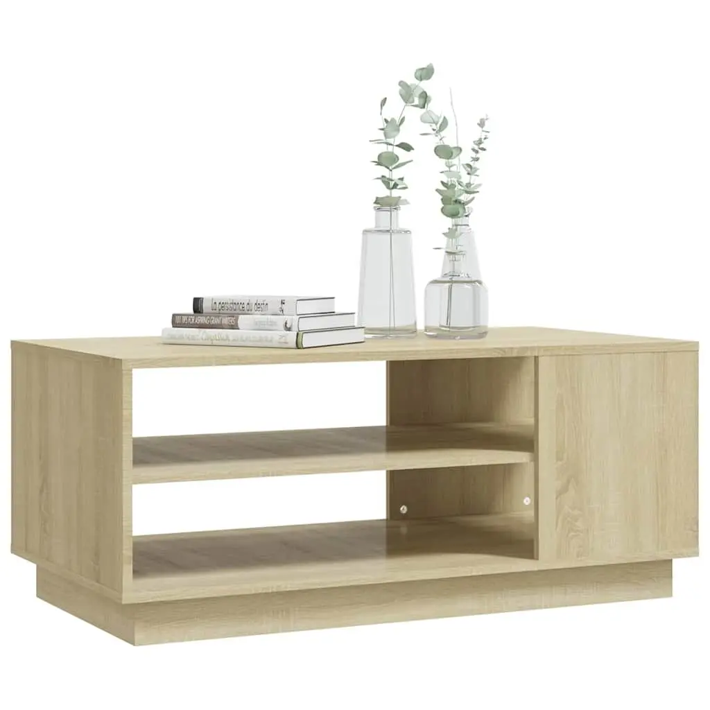 Brown Coffee Table with Shelves