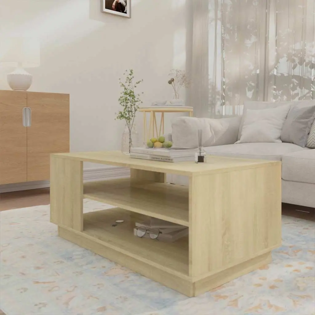 Brown Coffee Table with Shelves