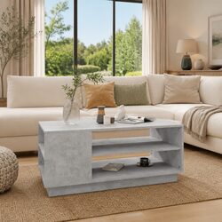 Specifications of a Grey Coffee Table with Shelves