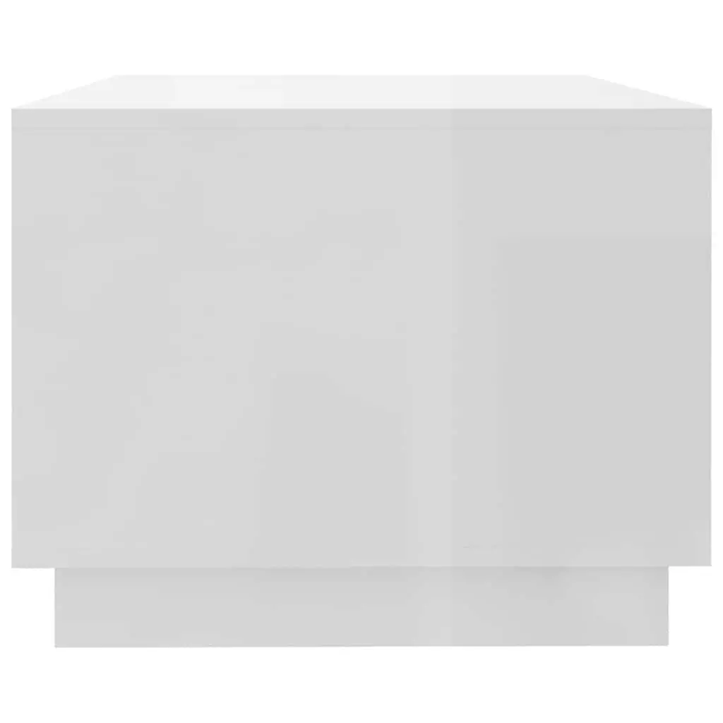 White High Gloss Coffee Table with Storage Shelves Modern Living Room Accent