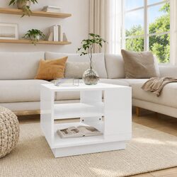 Coffee Table Specifications: High Gloss White, 55x55x43 cm