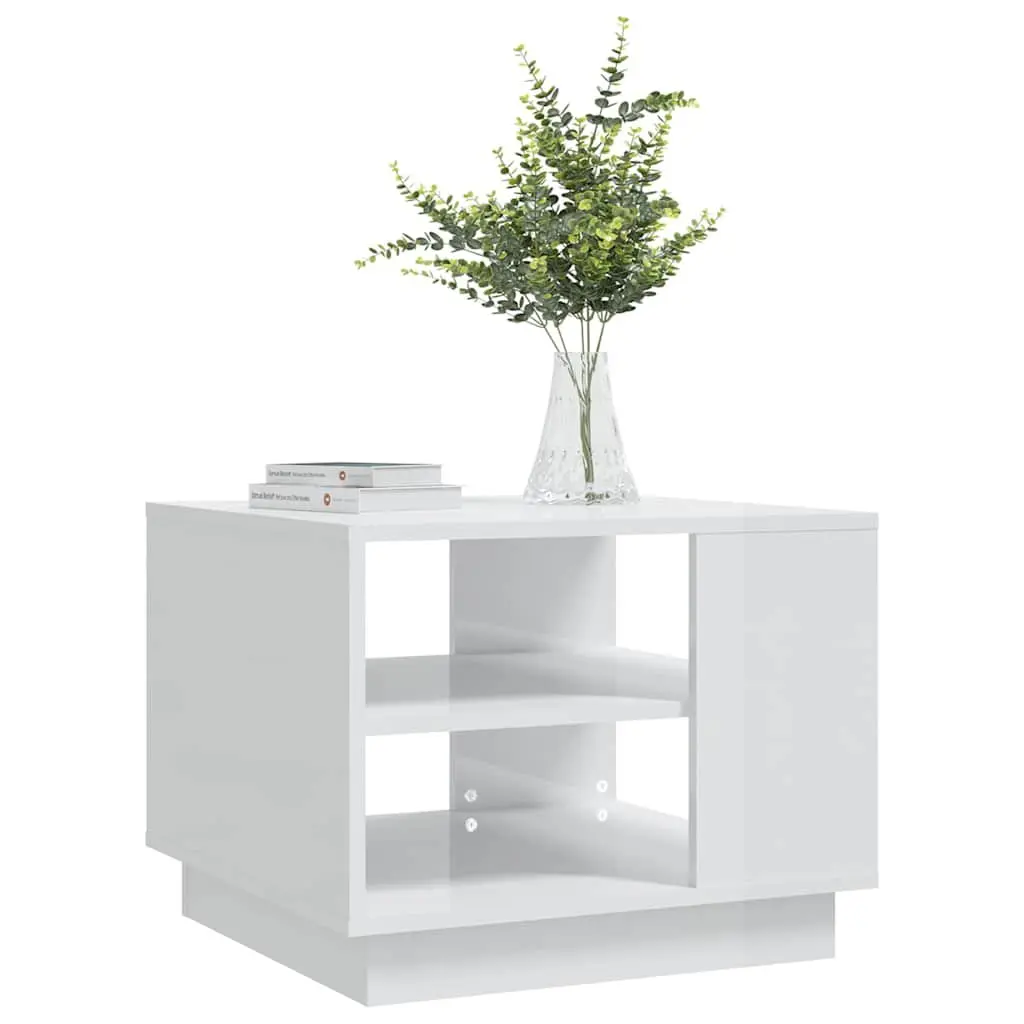 Coffee Table High Gloss White Modern Living Room Storage Accent Furniture