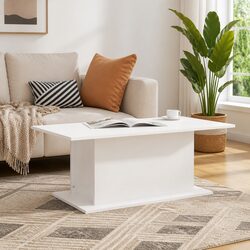 Engineered Wood White Coffee Table - 102cm Dimensions