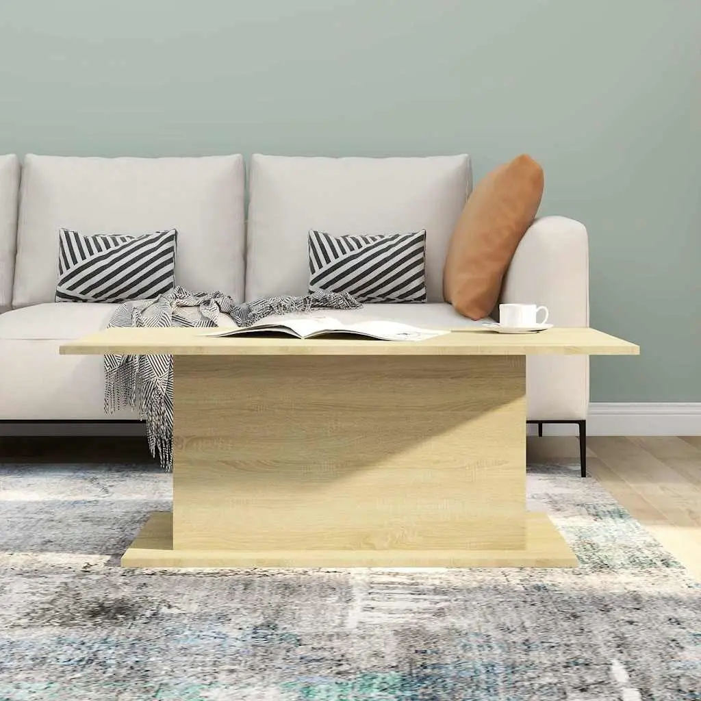 Coffee Table Living Room 102 x 55.5 x 40 cm Engineered Wood Beige Sonoma Oak