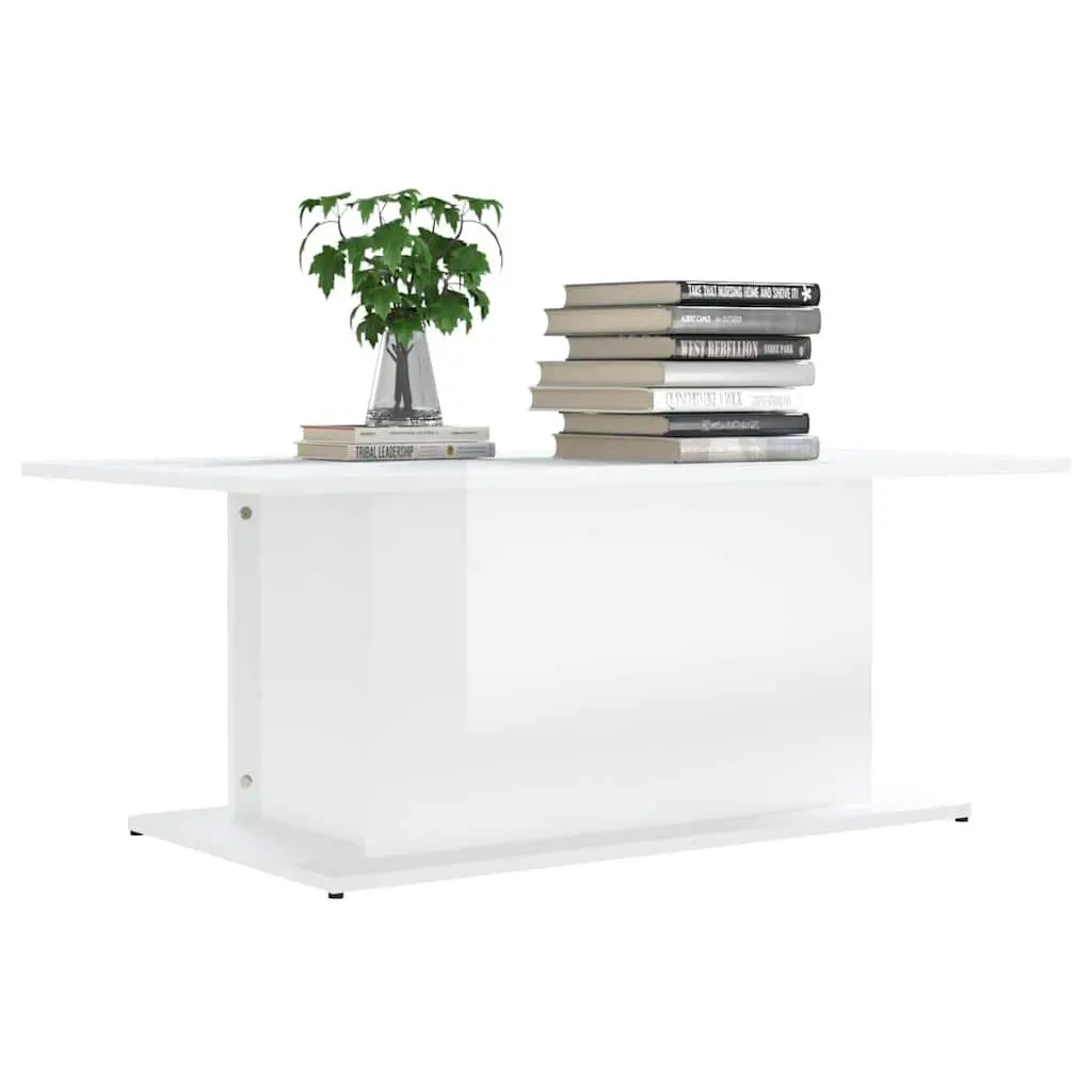 Coffee Table for Living Room High Gloss White 102x55.5x40cm