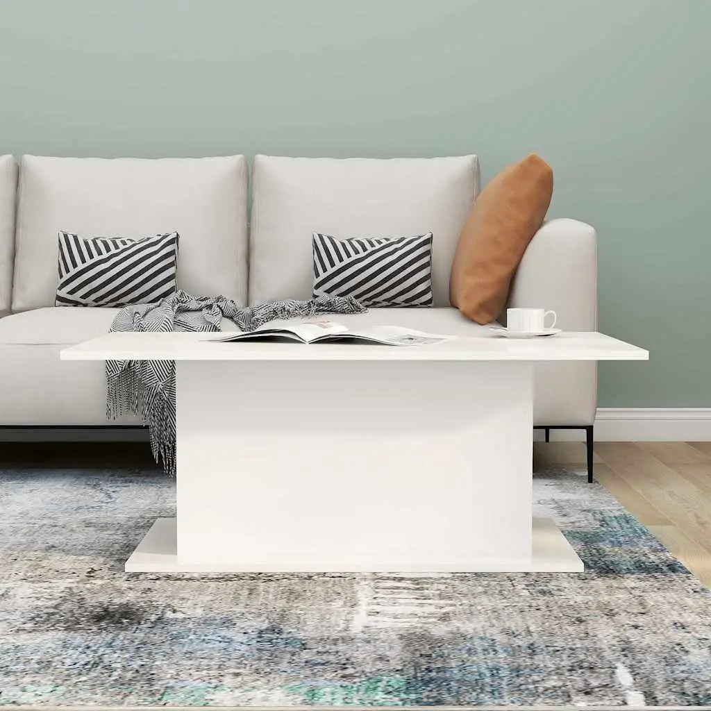 Coffee Table for Living Room High Gloss White 102x55.5x40cm
