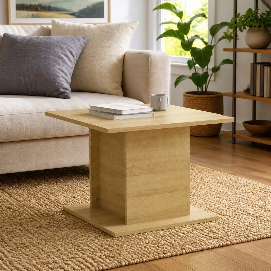 Coffee Table Beige Sonoma Oak Look 55.5x55.5x40cm Living Room Accent Furniture