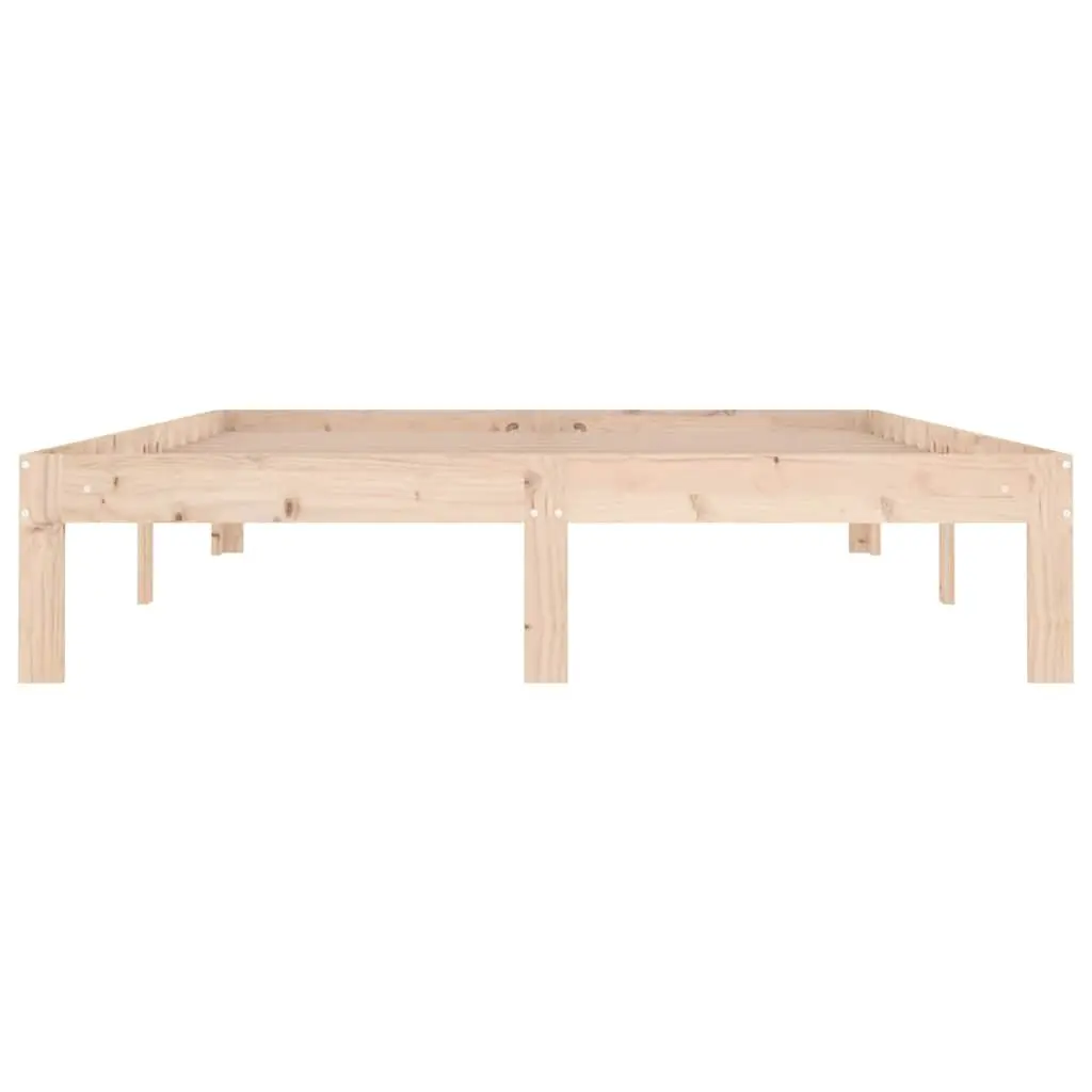 Wooden Bed Frame Bedroom 135x190 cm Brown Solid Pine Wood