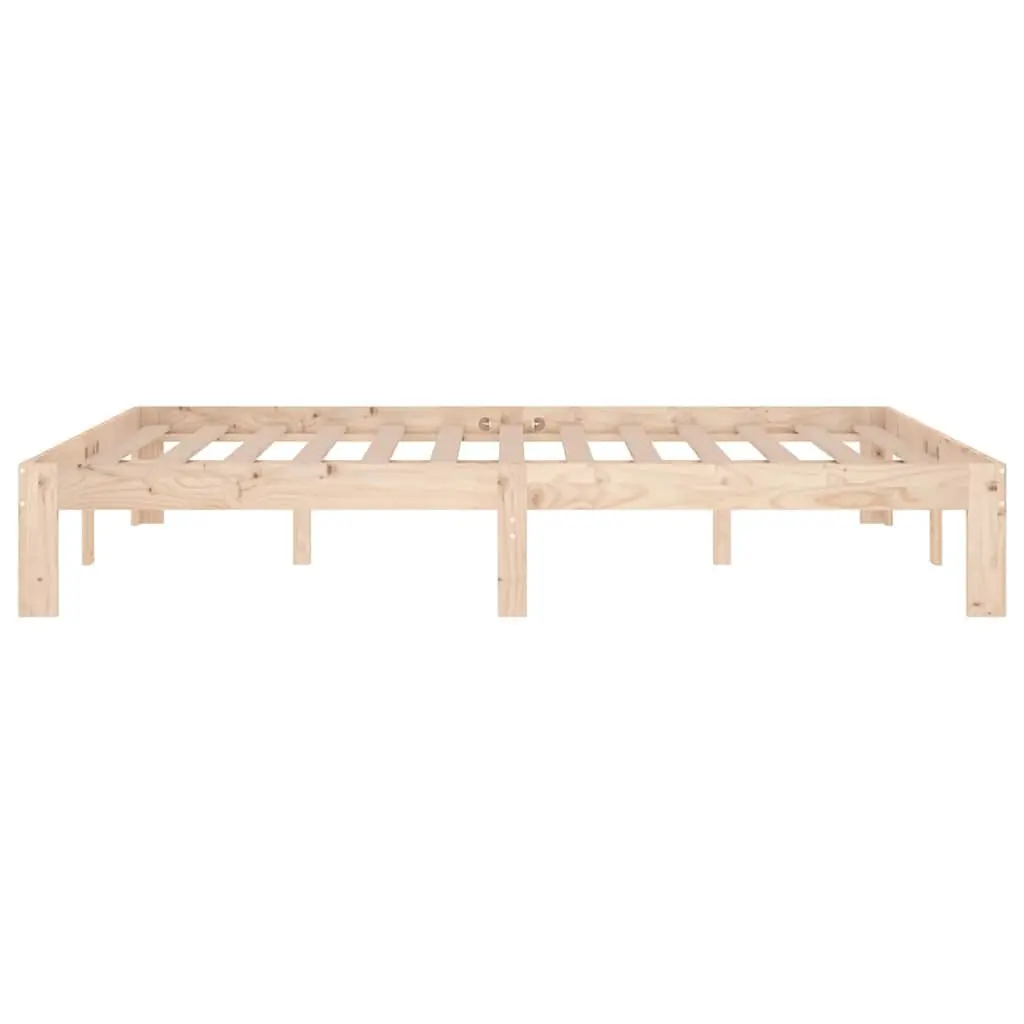 Wooden Bed Frame Bedroom 135x190 cm Brown Solid Pine Wood