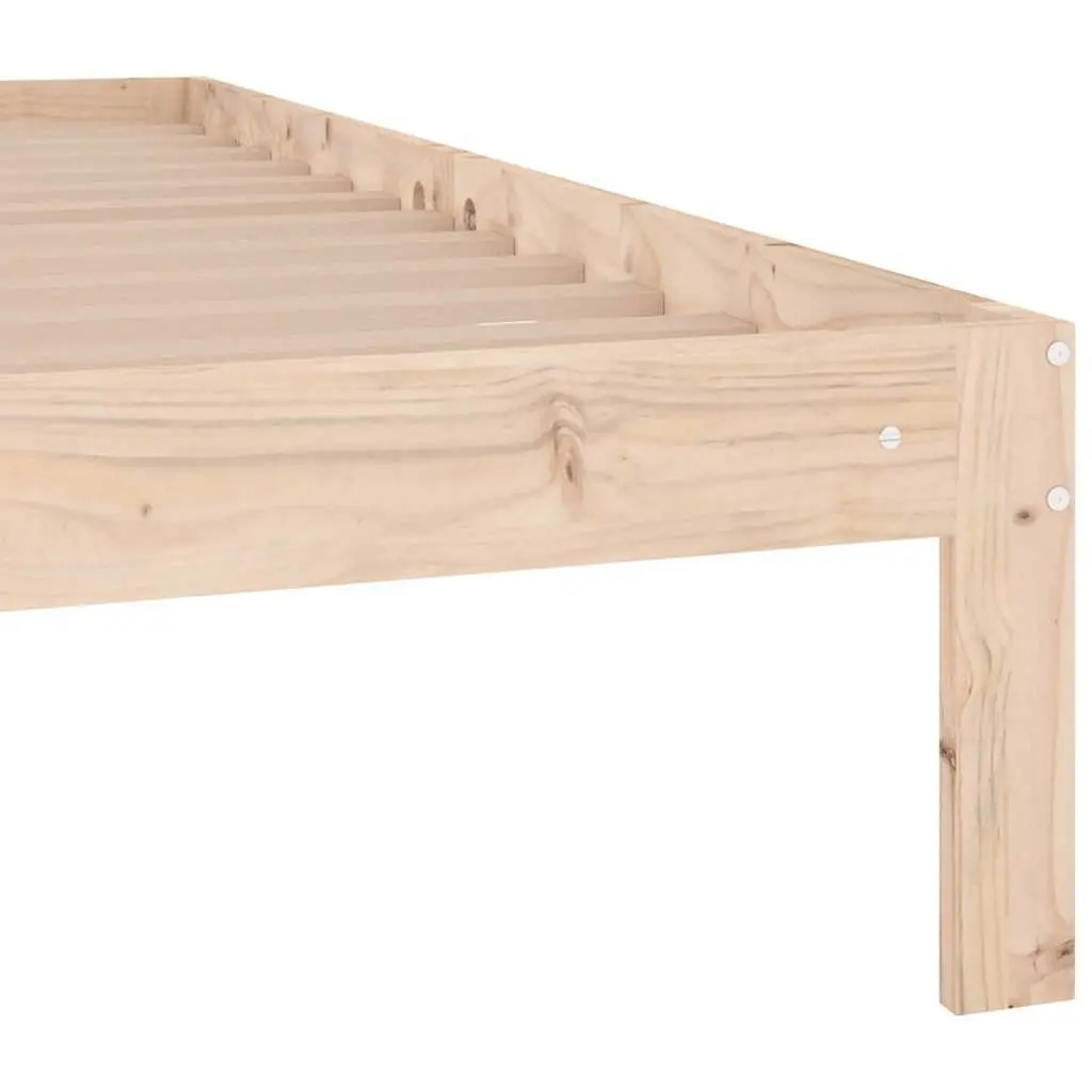 Wooden Bed Frame Bedroom 135x190 cm Brown Solid Pine Wood