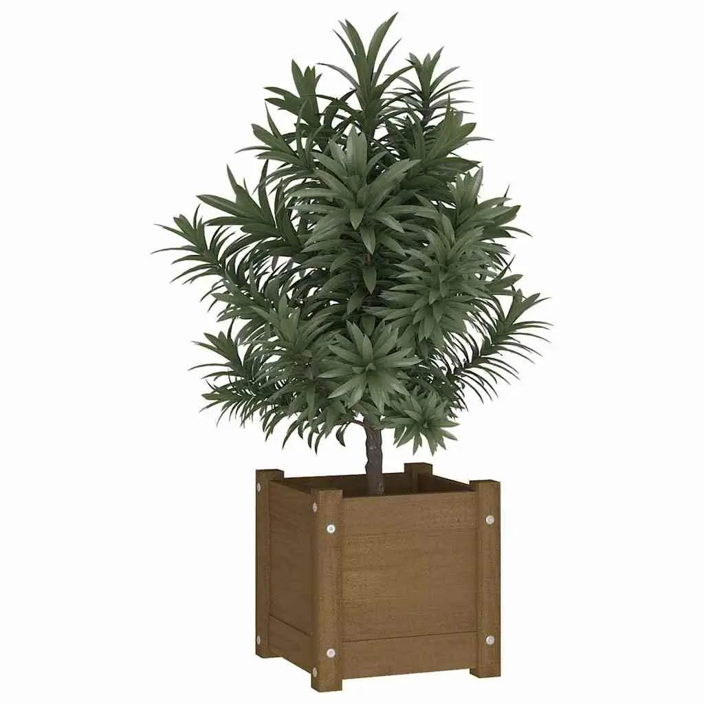 Wooden Planter Box for Garden Balcony Patio 31 x 31 x 31 cm Brown Solid Pinewood