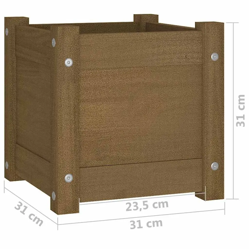 Wooden Planter Box for Garden Balcony Patio 31 x 31 x 31 cm Brown Solid Pinewood