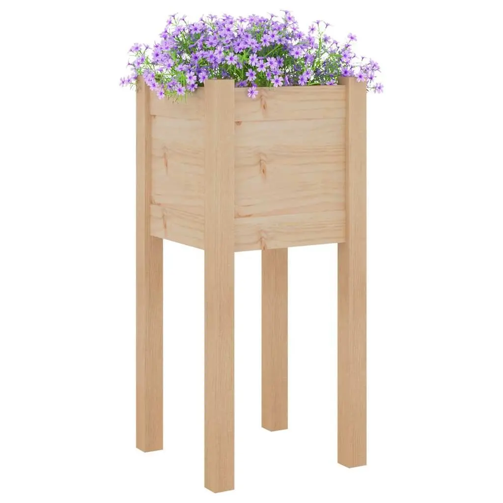 Garden Planter Box 31x31x70 cm Wooden Raised Bed Outdoor Flower Pot Container