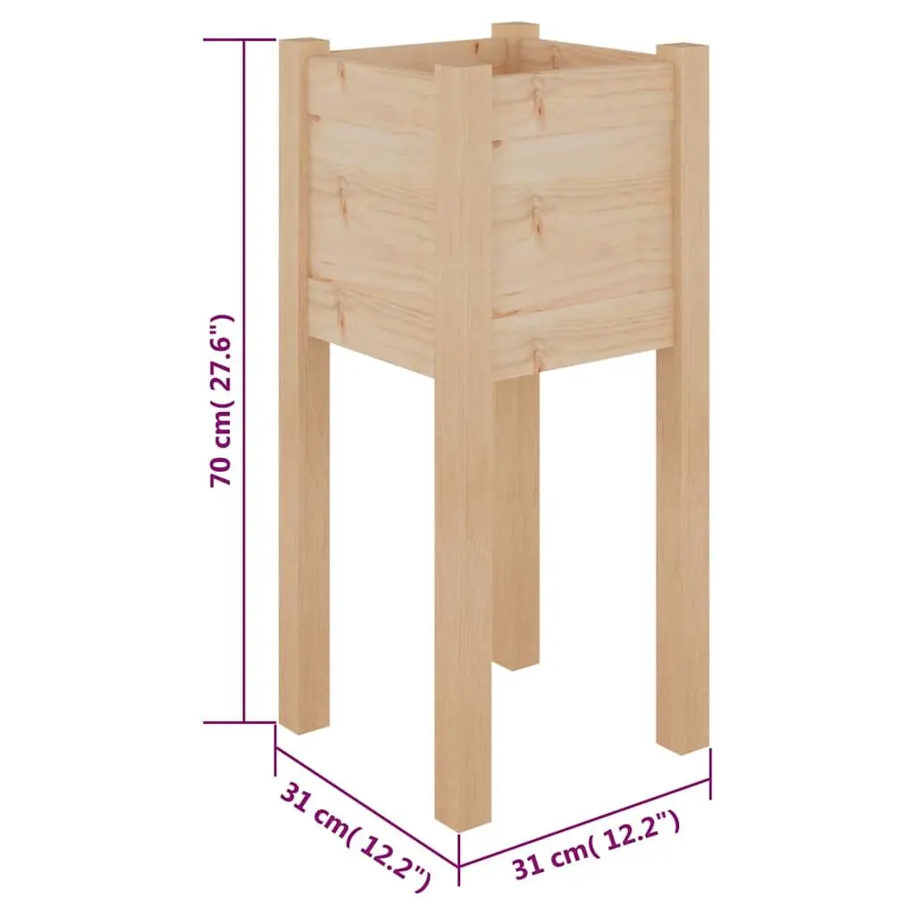 Garden Planter Box 31x31x70 cm Wooden Raised Bed Outdoor Flower Pot Container