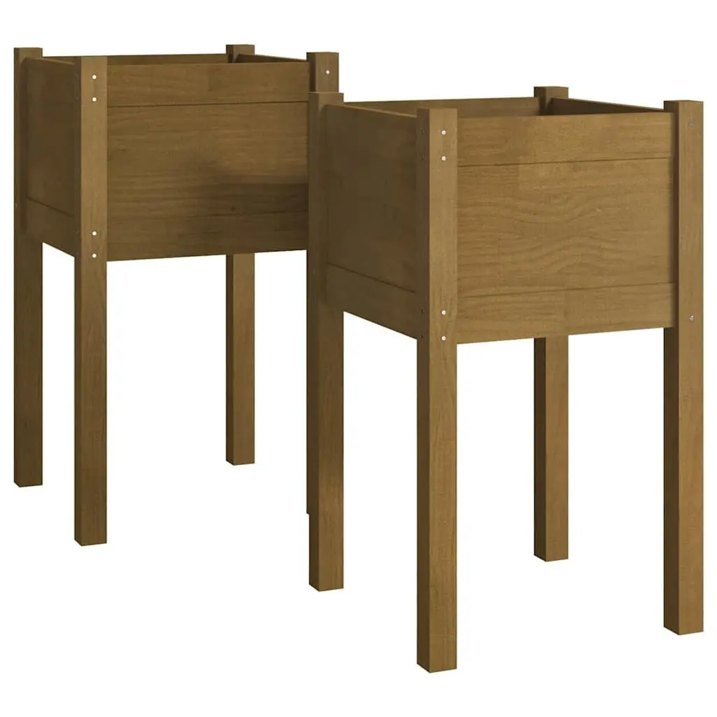 Wooden Garden Planters Outdoor 40x40x70 cm Raised Bed 2 Piece