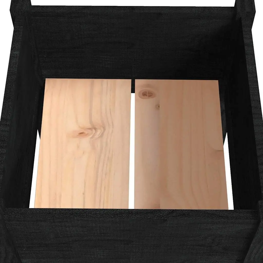 Garden Planter Box Raised Bed Outdoor Wooden Flower Container 40x40x70cm Black