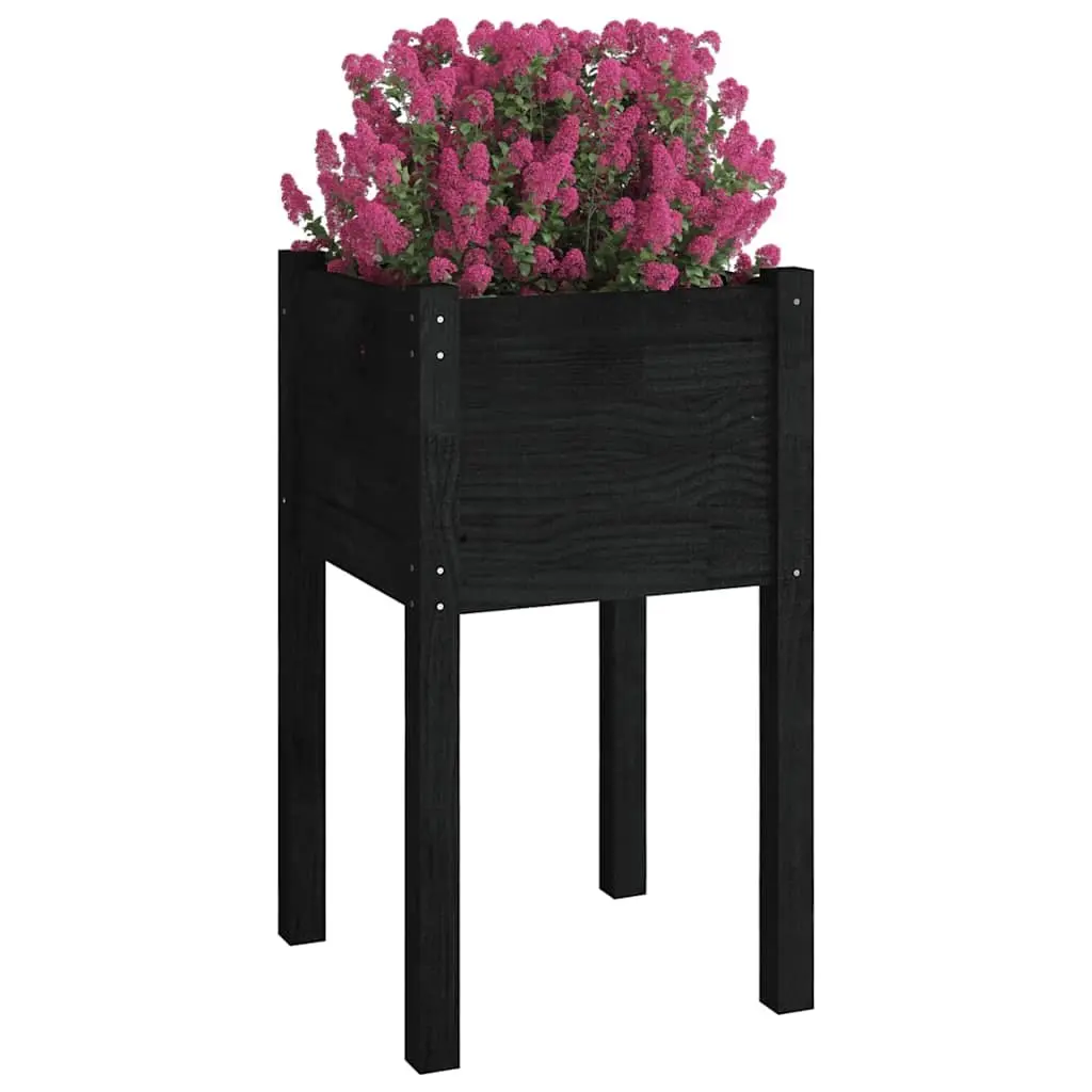 Garden Planter Box Raised Bed Outdoor Wooden Flower Container 40x40x70cm Black