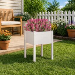 White Wooden Garden Planter Box Dimensions 50x50x70cm