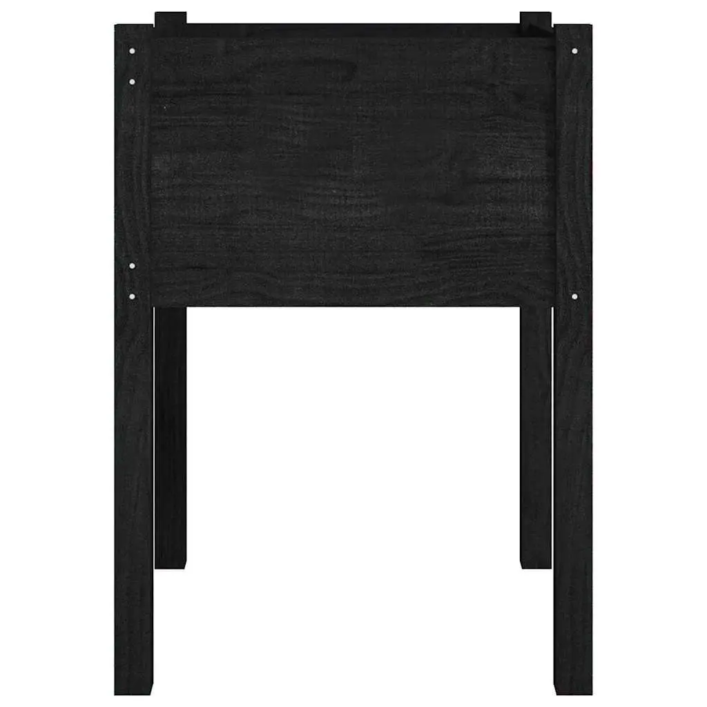 Garden Planter Box Black Outdoor Raised Bed Solid Pinewood Flower Pot Container