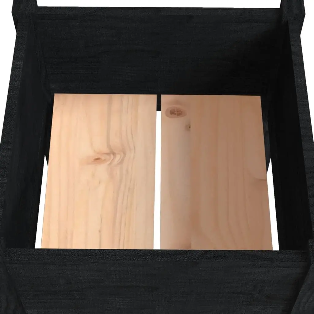 Garden Planter Box Black Outdoor Raised Bed Solid Pinewood Flower Pot Container
