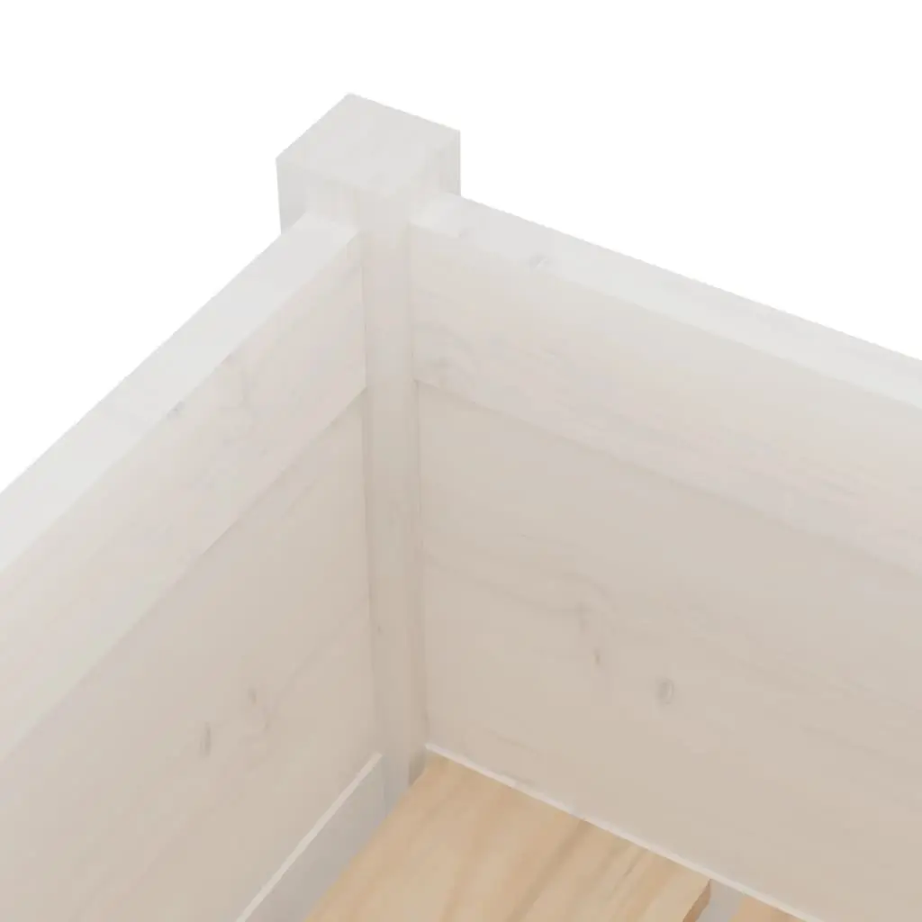 Garden Planter Box White 70x70x70cm Solid Wood Outdoor Flower Pot Container