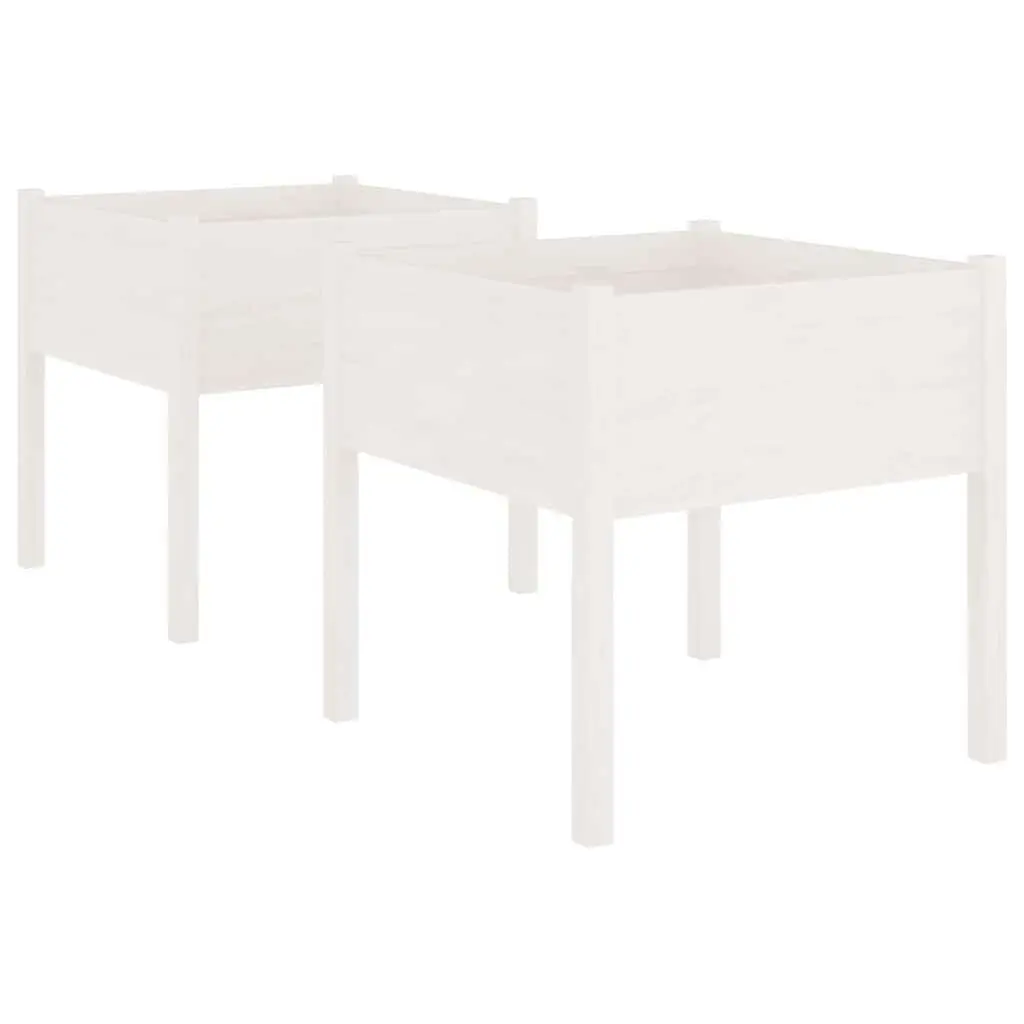Garden Planters 2 pcs White 70x70x70 cm Outdoor Flower Boxes Deep Wide