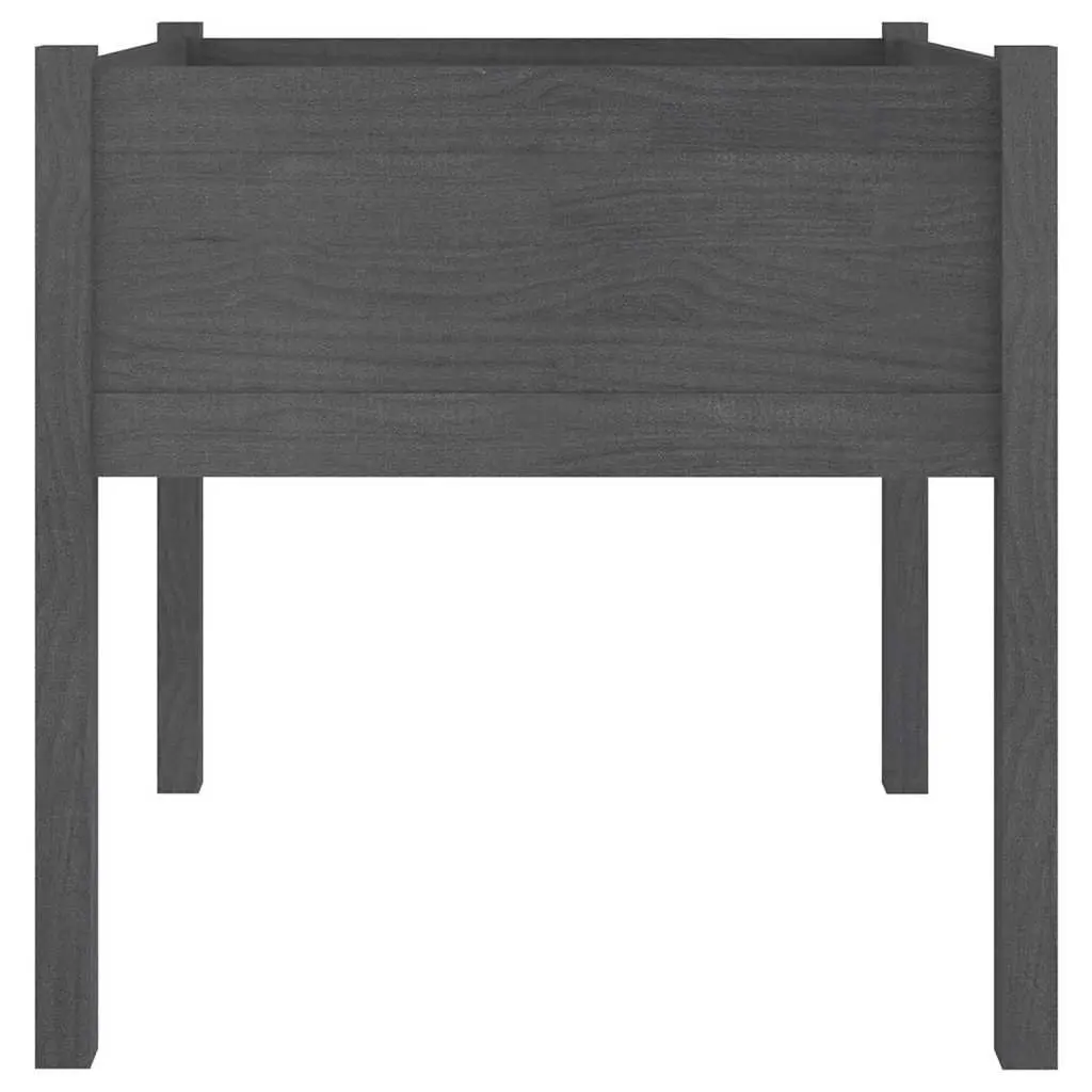 Garden Planter Box 70x70x70 cm Grey Outdoor Flower Pot Solid Wood Raised Bed
