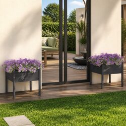 Grey Planter Pots - Dimensions 70 x 70 x 70 cm, Set of 2