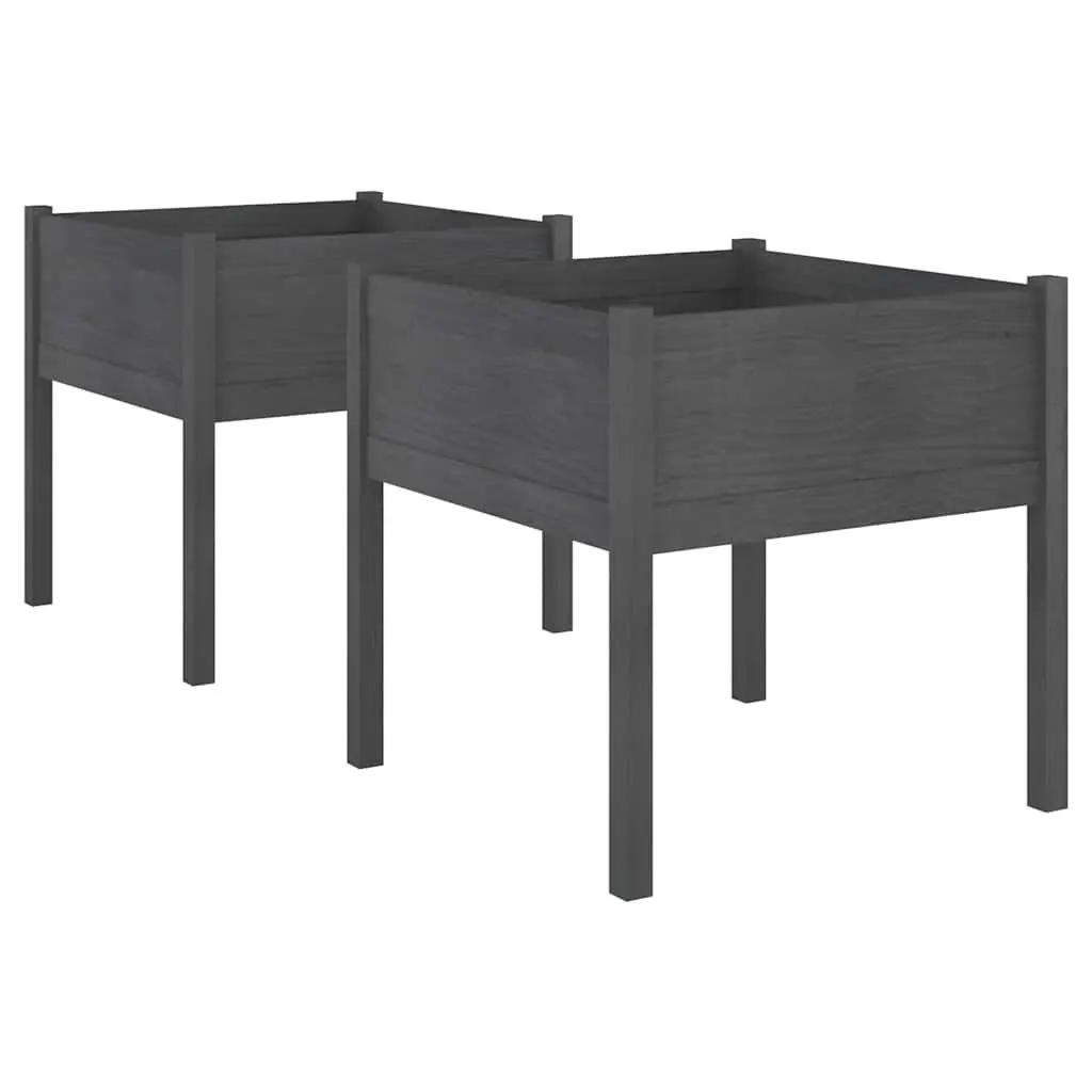 Garden Planters Outdoor Use Large Deep Wide Planter Pots 70 x 70 x 70 cm Grey 2 Pieces