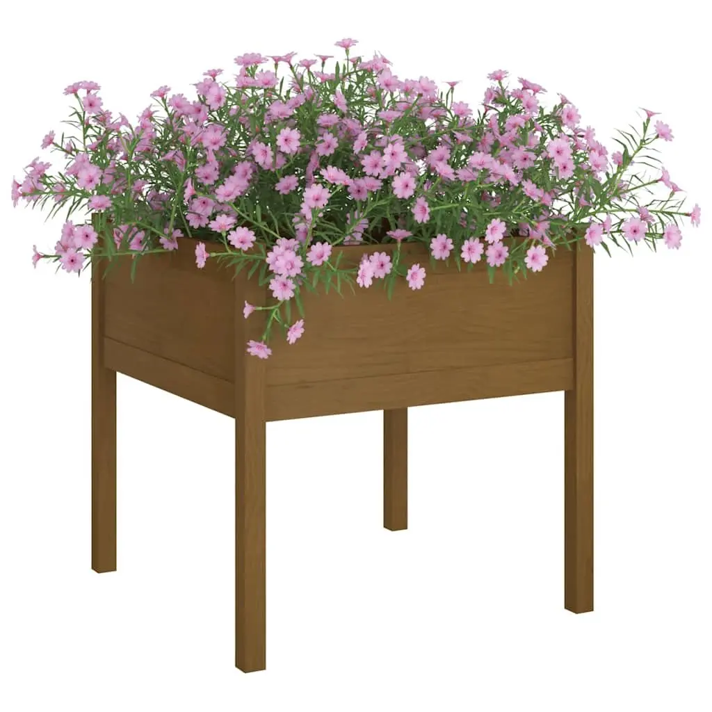 Garden Planter Box Solid Pinewood Brown Outdoor Flower Pot Large Deep Wide