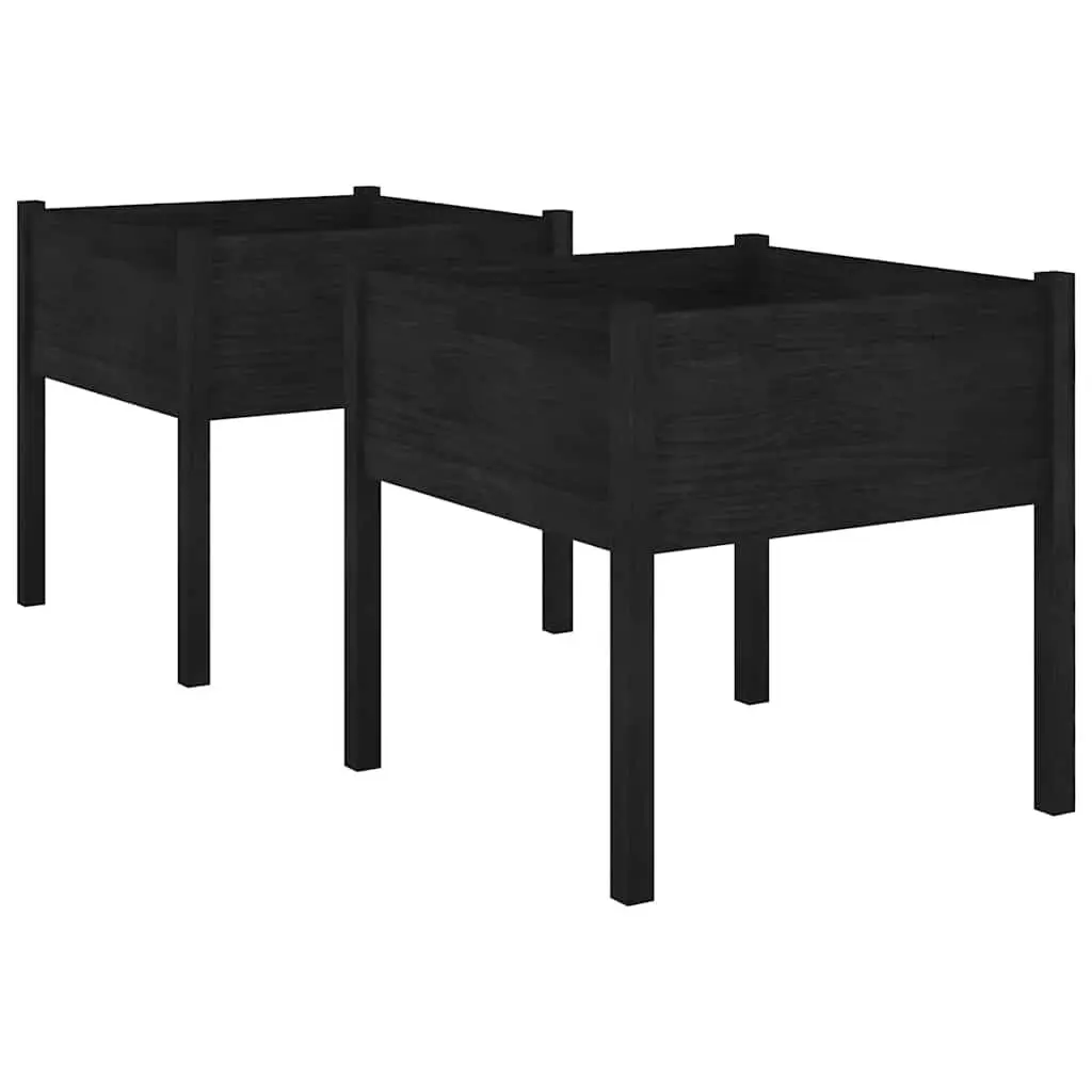 Garden Planters Outdoor 70x70x70 cm Black 2 Piece