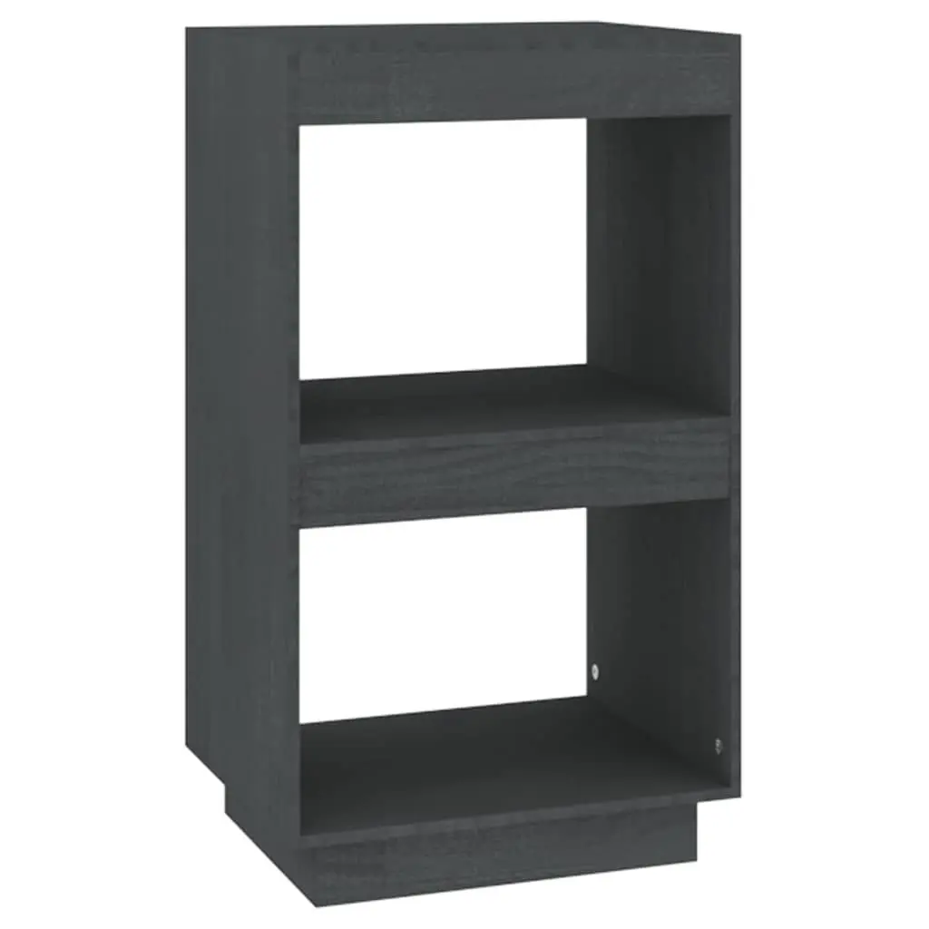 Book Cabinet Grey Solid Pinewood Storage Shelving Unit 40 x 35 x 71 cm