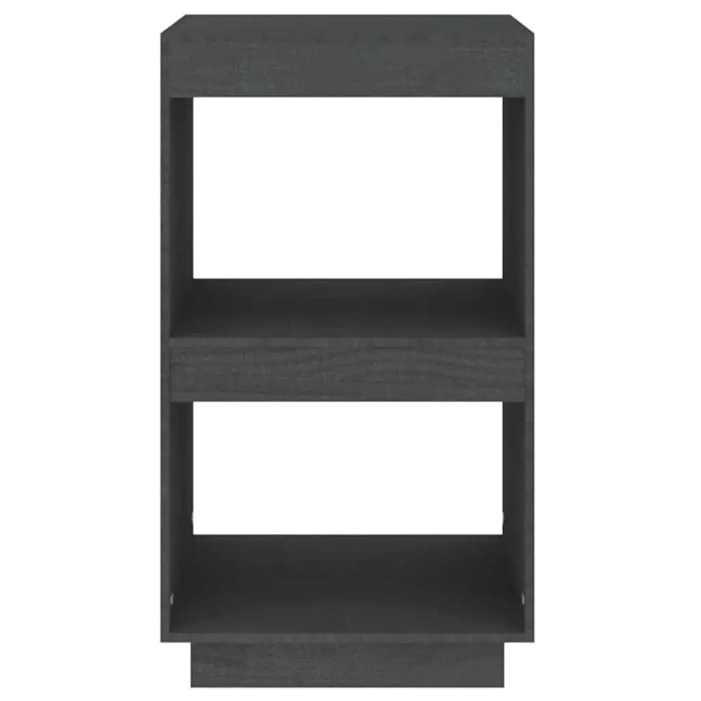 Book Cabinet Grey Solid Pinewood Storage Shelving Unit 40 x 35 x 71 cm