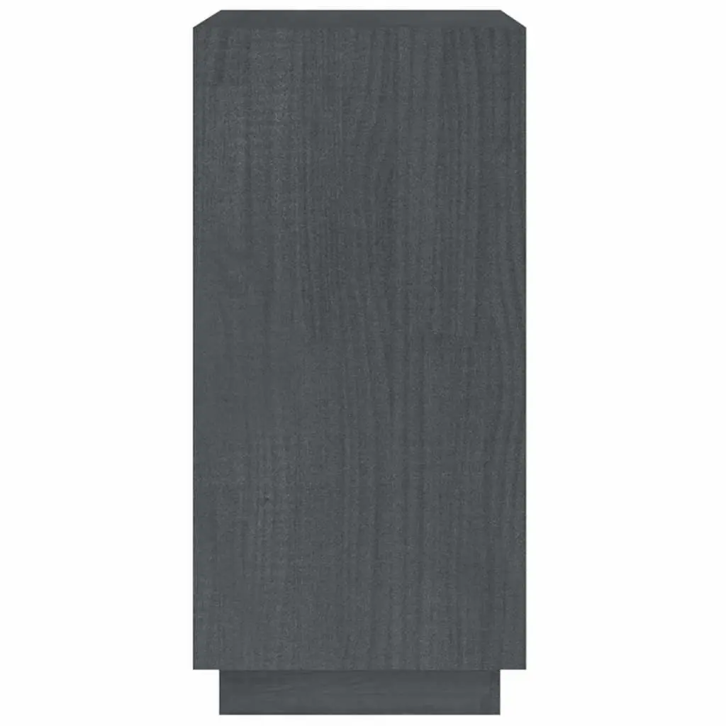 Book Cabinet Grey Solid Pinewood Storage Shelving Unit 40 x 35 x 71 cm