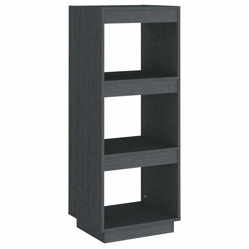Book Cabinet Room Divider Bookshelf Grey Solid Pinewood Storage 40x35x103cm
