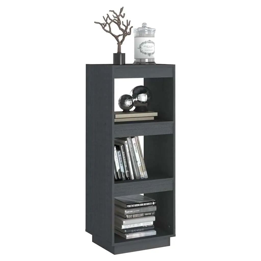 Book Cabinet Room Divider Bookshelf Grey Solid Pinewood Storage 40x35x103cm