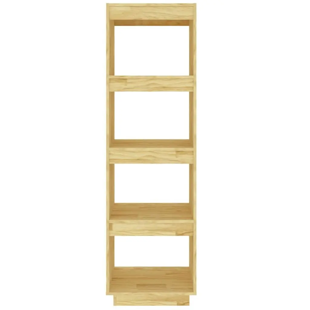 Solid Pinewood Book Cabinet Standing Shelf Room Divider Brown 40x35x135 cm