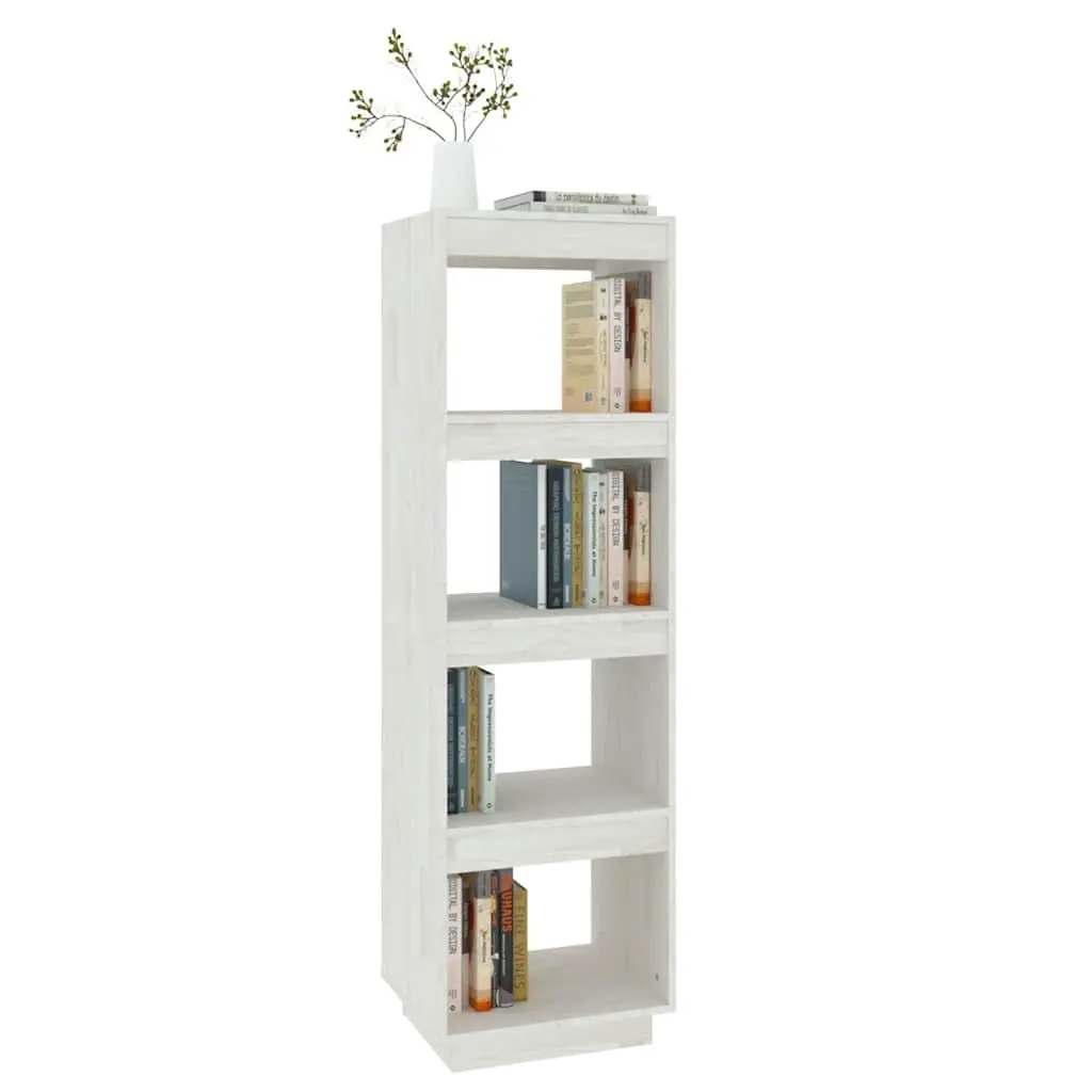 Book Cabinet Room Divider White 40x35x135 cm Solid Pinewood Storage Shelf