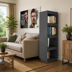 Dimensions and Features of Grey Wooden Book Cabinet