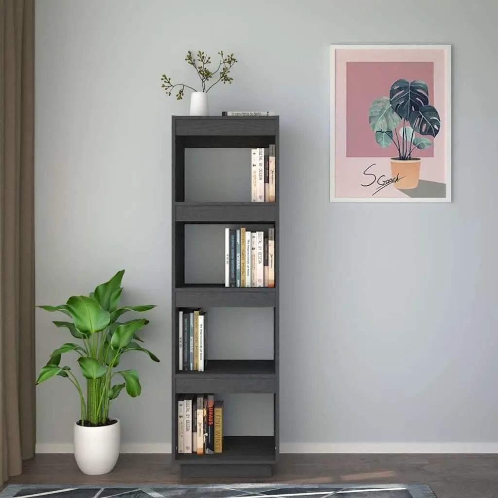 Wooden Bookcase Storage Unit Grey Room Divider for Living Space 40x35x135cm