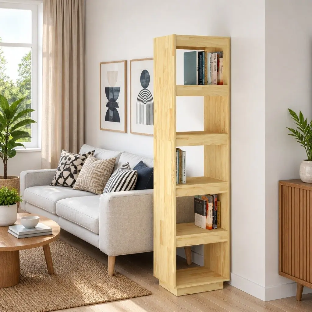 40x35x167cm Solid Pinewood Bookshelf and Divider