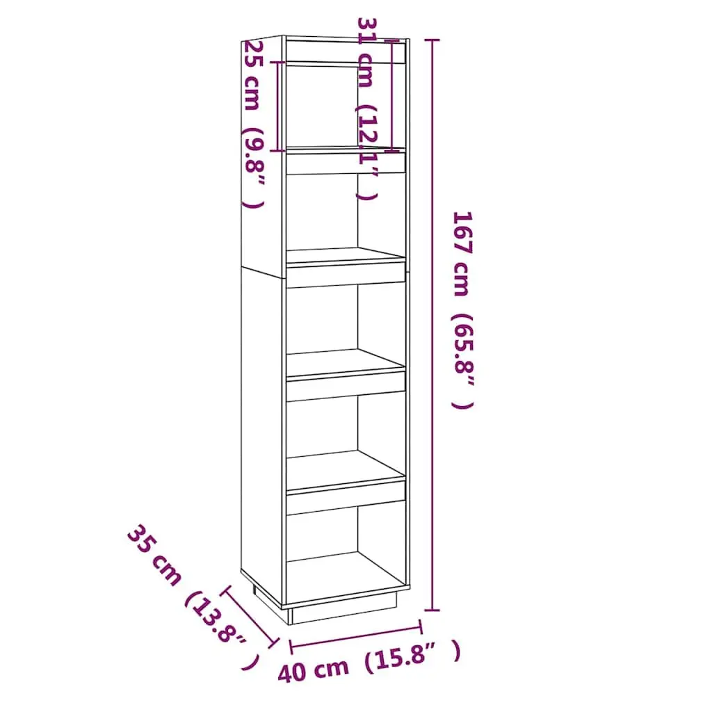 40x35x167cm Solid Pinewood Bookshelf and Divider