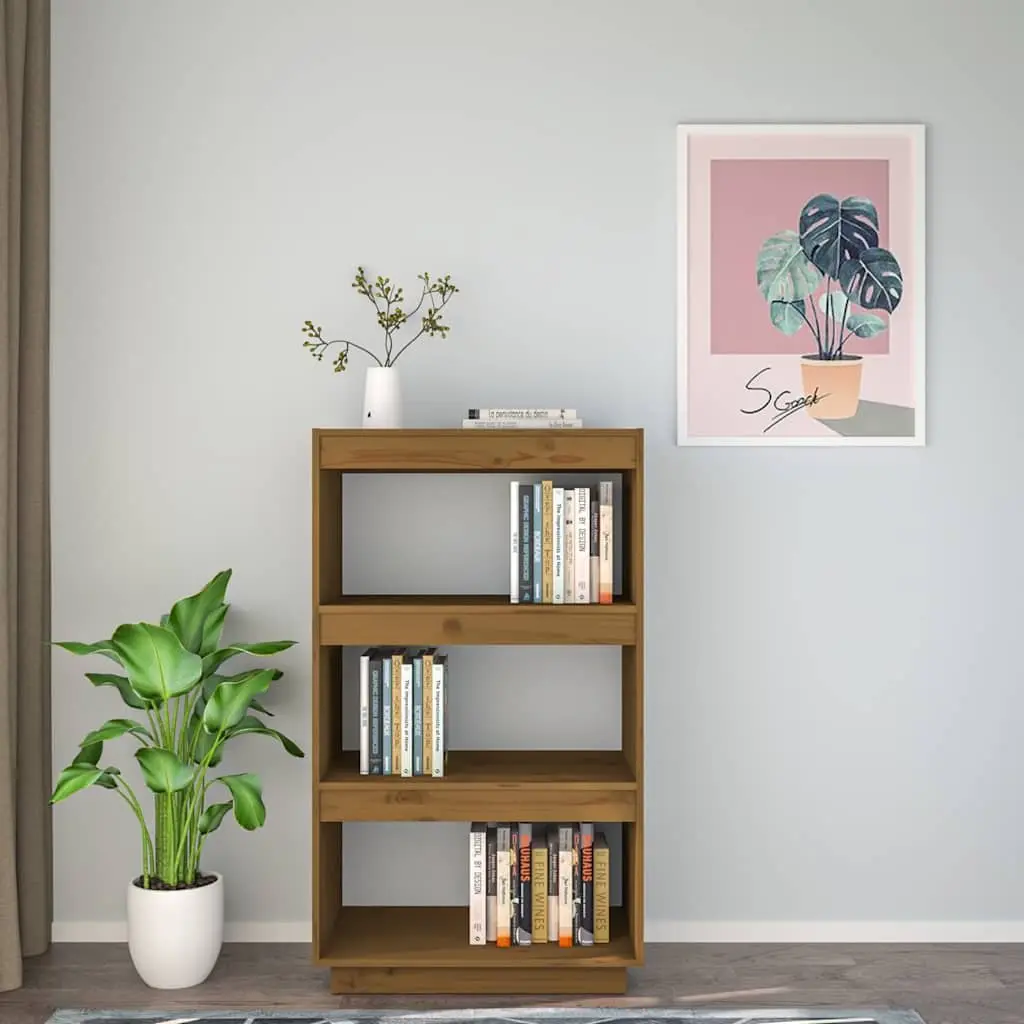Book Cabinet Room Divider Honey Brown Wooden Shelving 60W x 35D x 103H cm