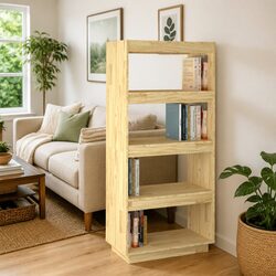 Wooden Shelving Unit: 60 x 35 x 135 cm, Pinewood, Brown