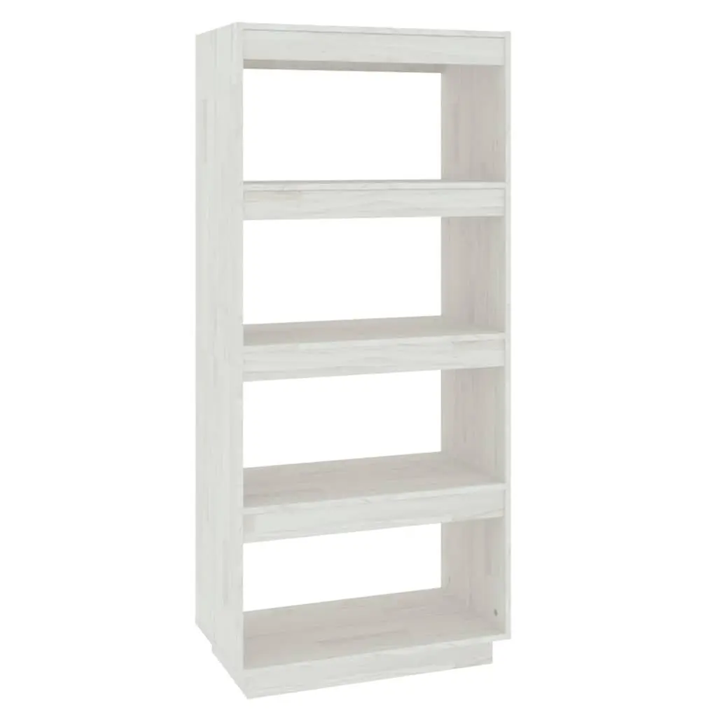 60x35x135 cm White Solid Pinewood Shelf Cabinet