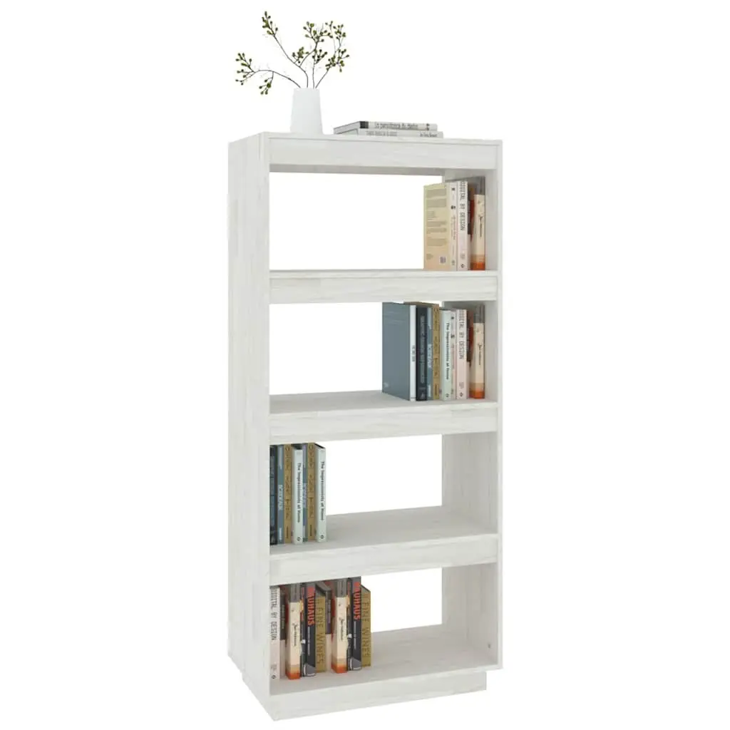 60x35x135 cm White Solid Pinewood Shelf Cabinet