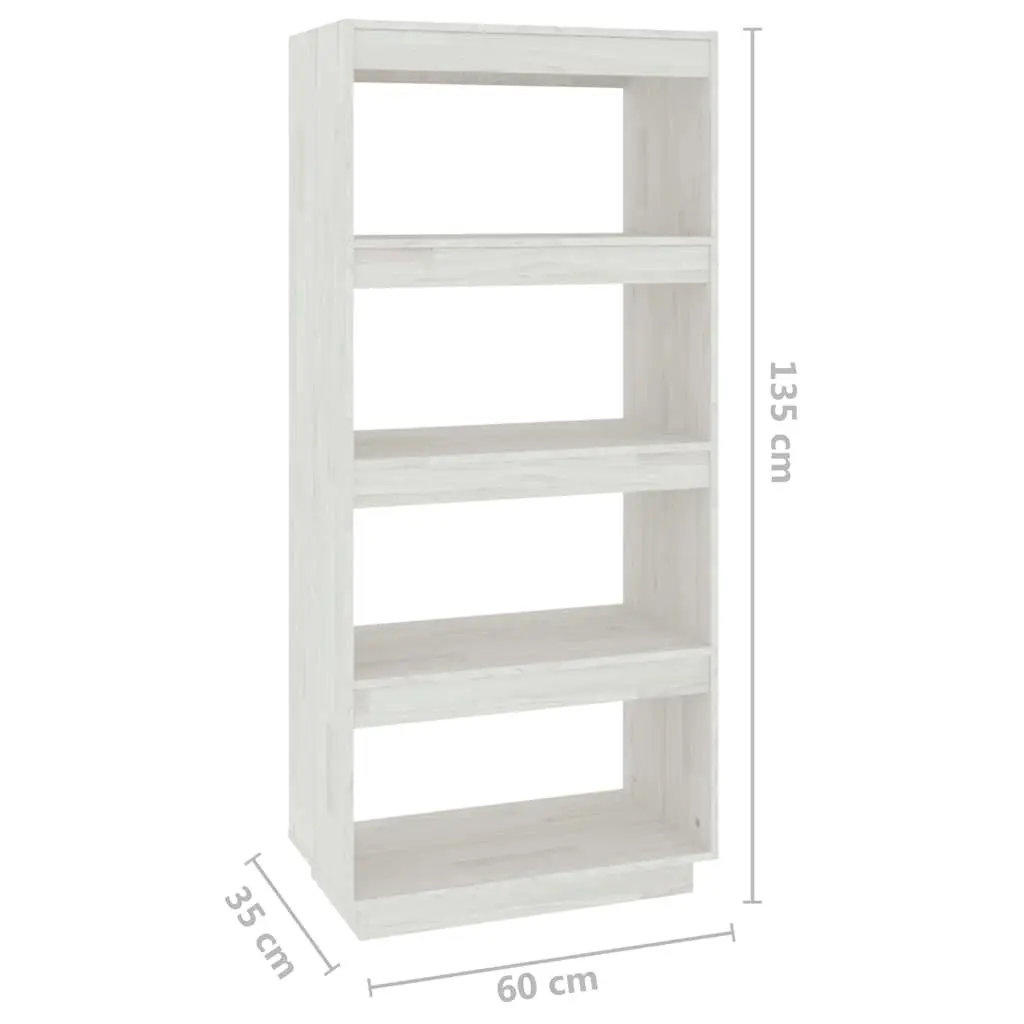 60x35x135 cm White Solid Pinewood Shelf Cabinet