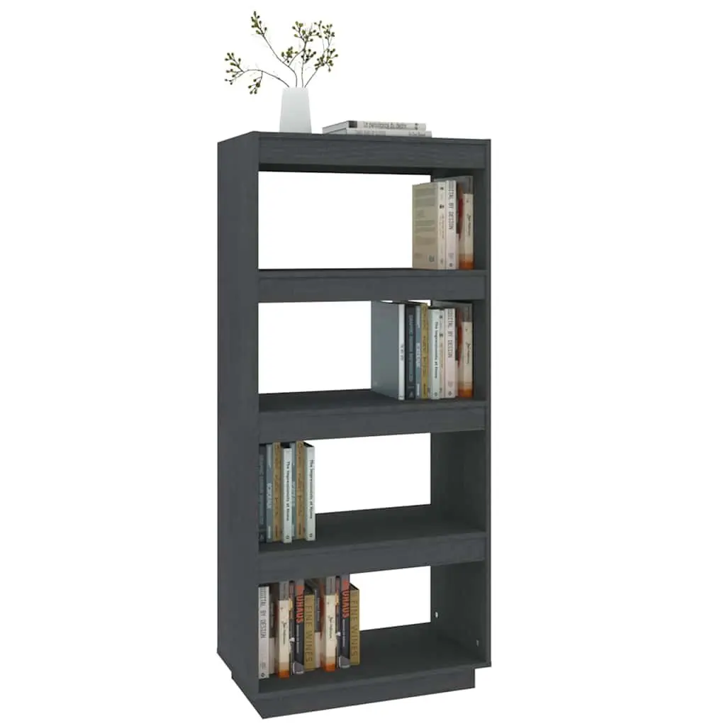 Grey Wooden Book Cabinet Storage 60x35x135cm Room Divider with Multiple Shelves for Living Space