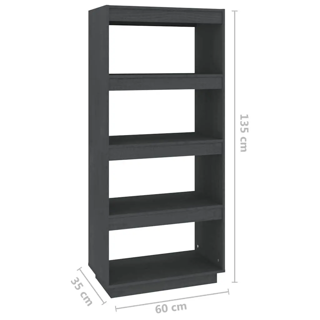 Grey Wooden Book Cabinet Storage 60x35x135cm Room Divider with Multiple Shelves for Living Space