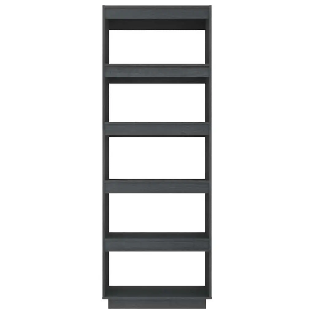 Book Cabinet 60x35x167cm Grey Solid Pinewood Storage Unit